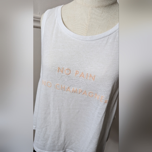 Sweaty Betty Crop Top, No Pain No Champagne White Size XL - Picture 3 of 7